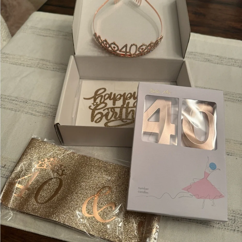 [🟡 Bundle 10 items for $25] Rose Gold 40th Birthday Party Set